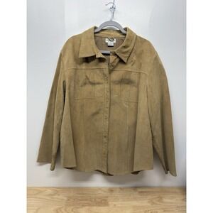 Revue Suede Studio Vue Jacket Shacket Y2K Womens Tan Lined 2X Plus Button Up # 9